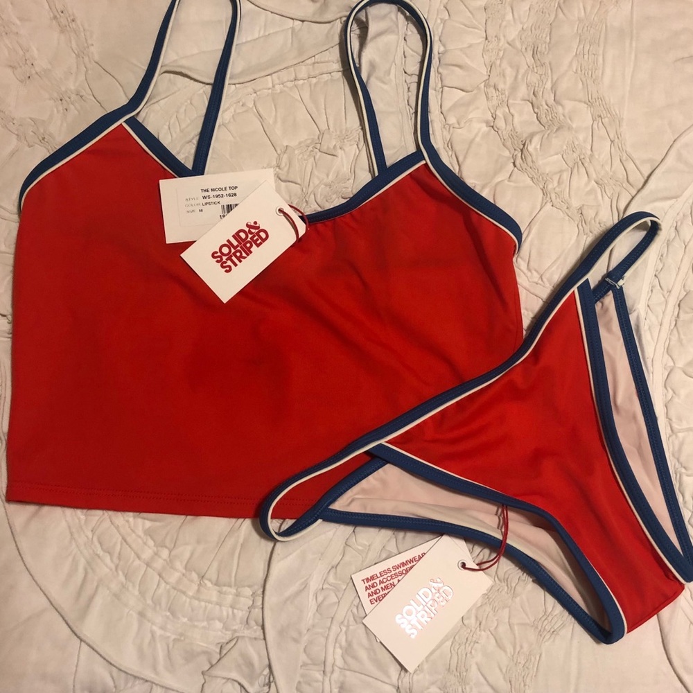 Solid & Striped Red Tank Bikini Set - w/ tags!
